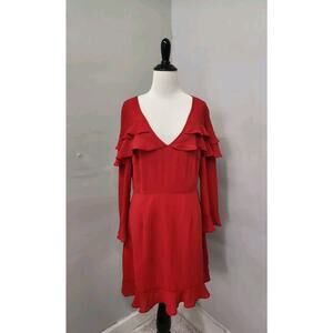 Jack by BB Dakota Love The Nightlife Cherry Red Ruffle Dress Size 8